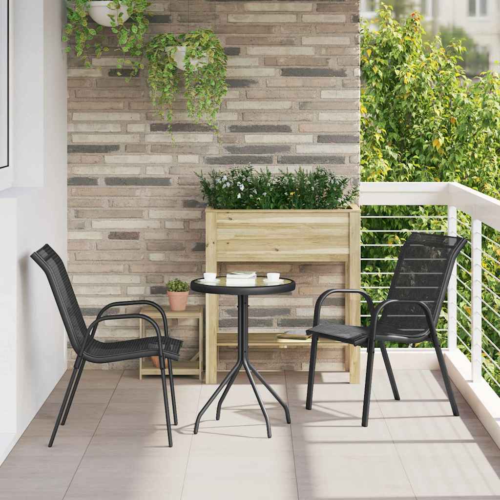 Garden Bistro Set 3 pcs Steel Black