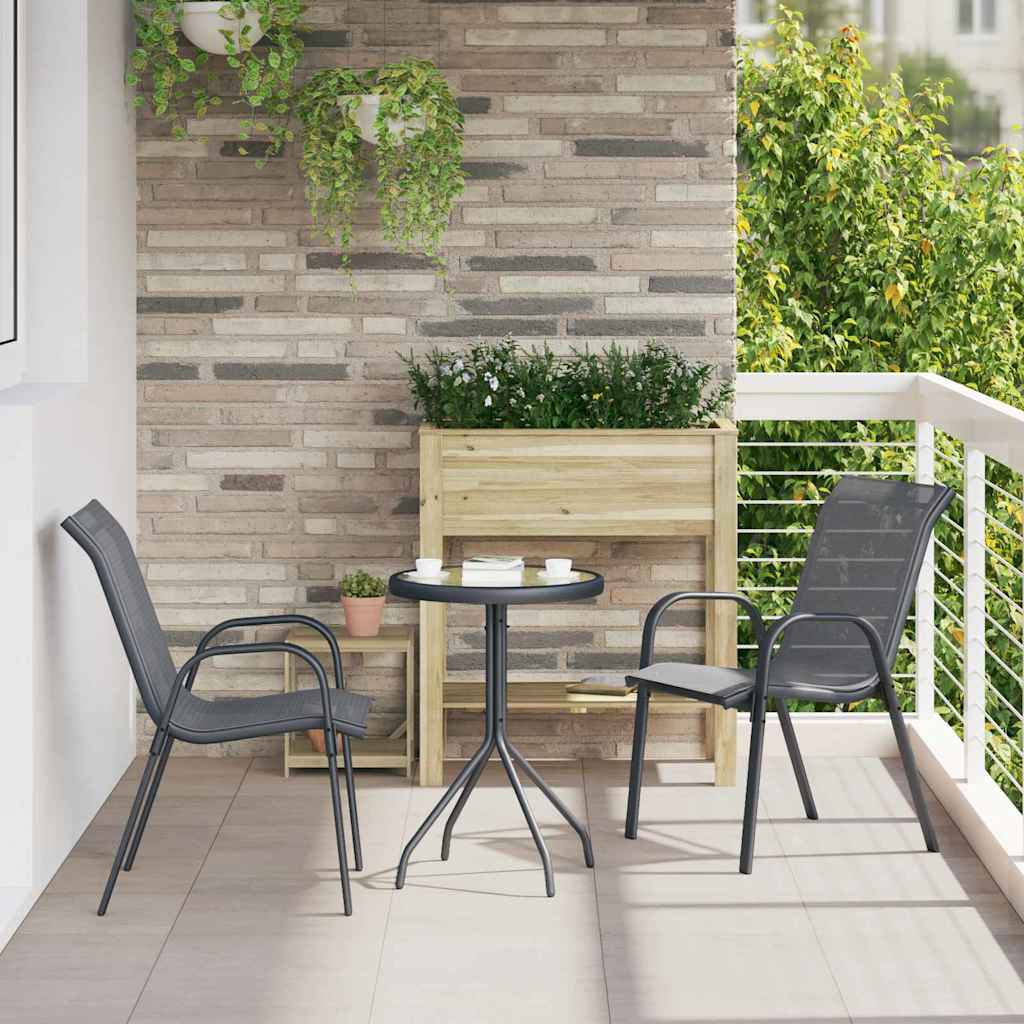 Garden Bistro Set 3 pcs Steel Grey