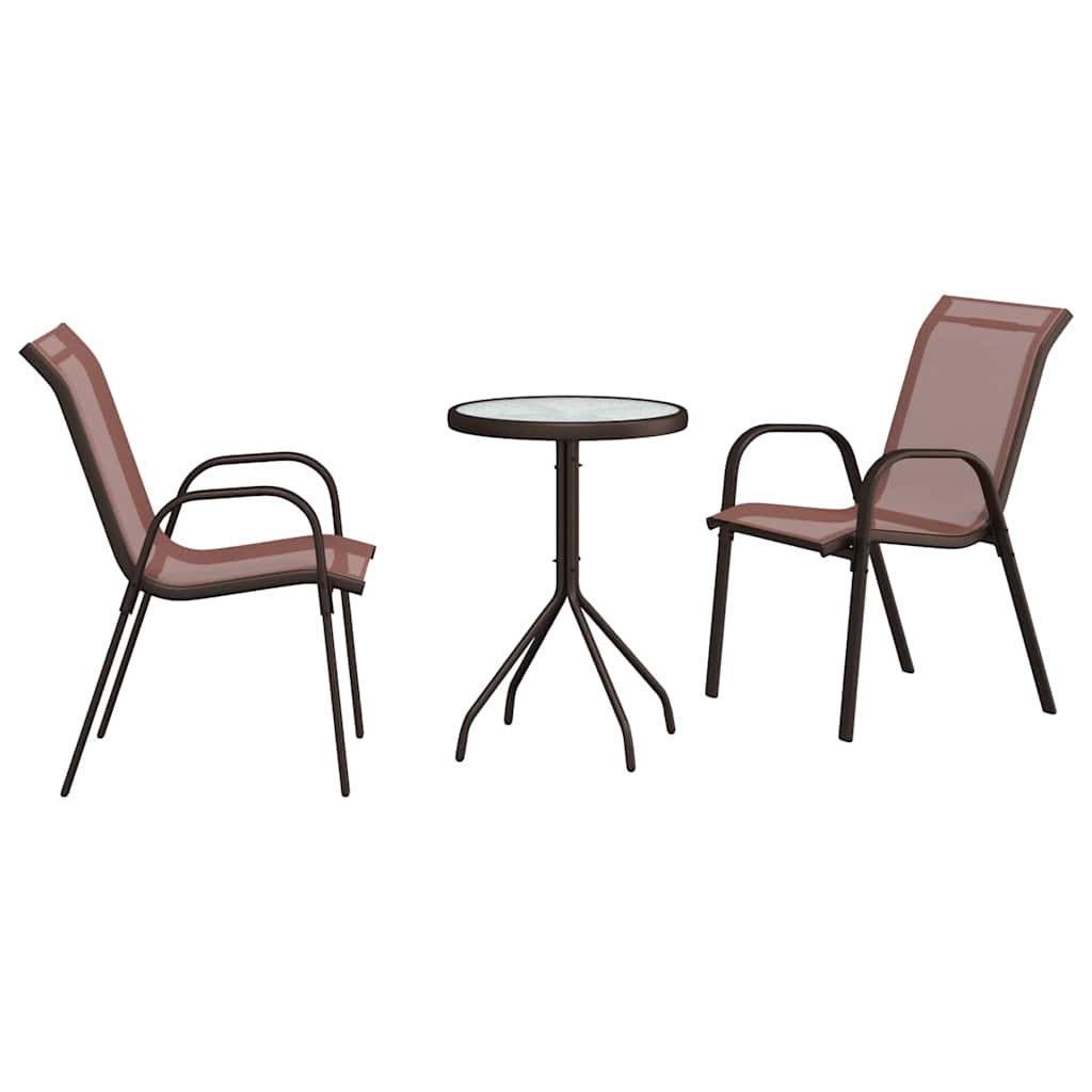 Garden Bistro Set 3 pcs Steel Brown