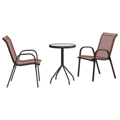 Garden Bistro Set 3 pcs Steel Brown
