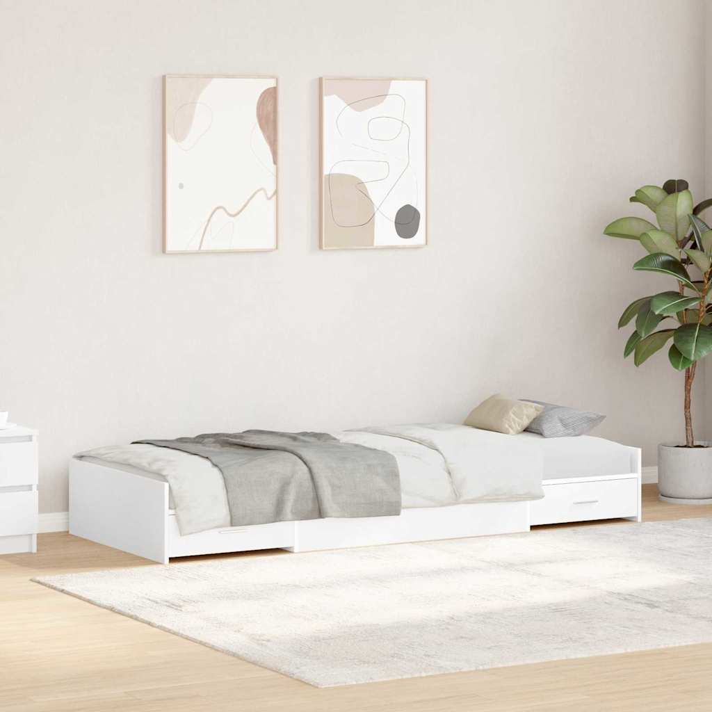 Bed Frame with Drawer 90 x 200 cm Engineered Wood White
