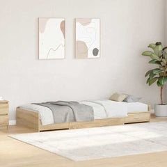 Bed Frame with Drawer 90 x 200 cm Engineered Wood Sonoma oak