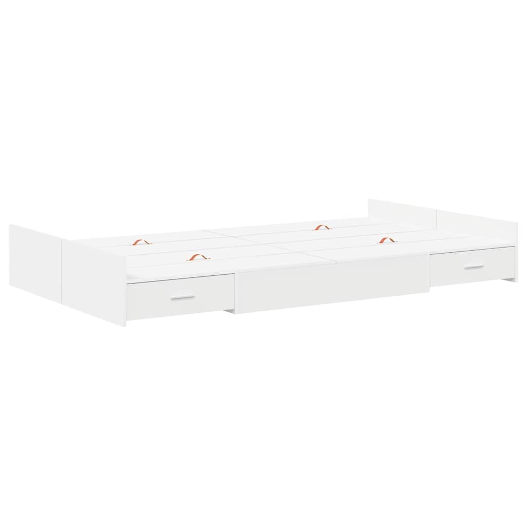 Storage Bed Frame 120 x 200 cm Engineered Wood White