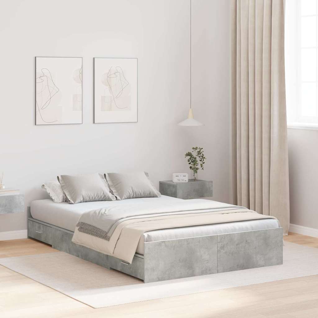 Storage Bed Frame 120 x 200 cm Engineered Wood Concrete grey