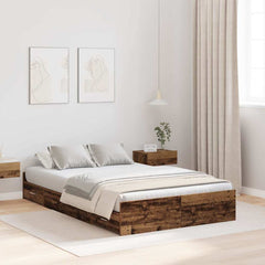 Storage Bed Frame 120 x 200 cm Engineered Wood Old wood