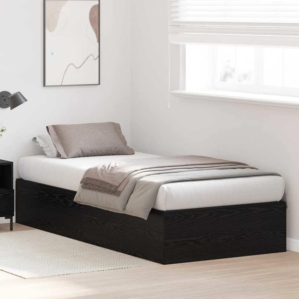 Storage Bed Frame Engineered Wood Length 200 cm Black Oak 100 cm