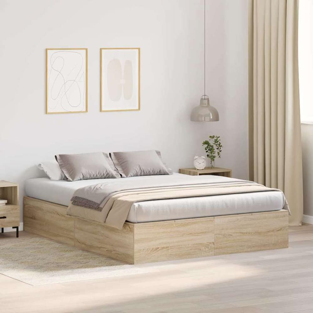 Storage Bed Frame Engineered Wood Sonoma Oak