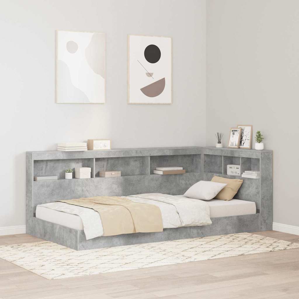 Storage Headboard Engineered Wood Length Concrete Grey