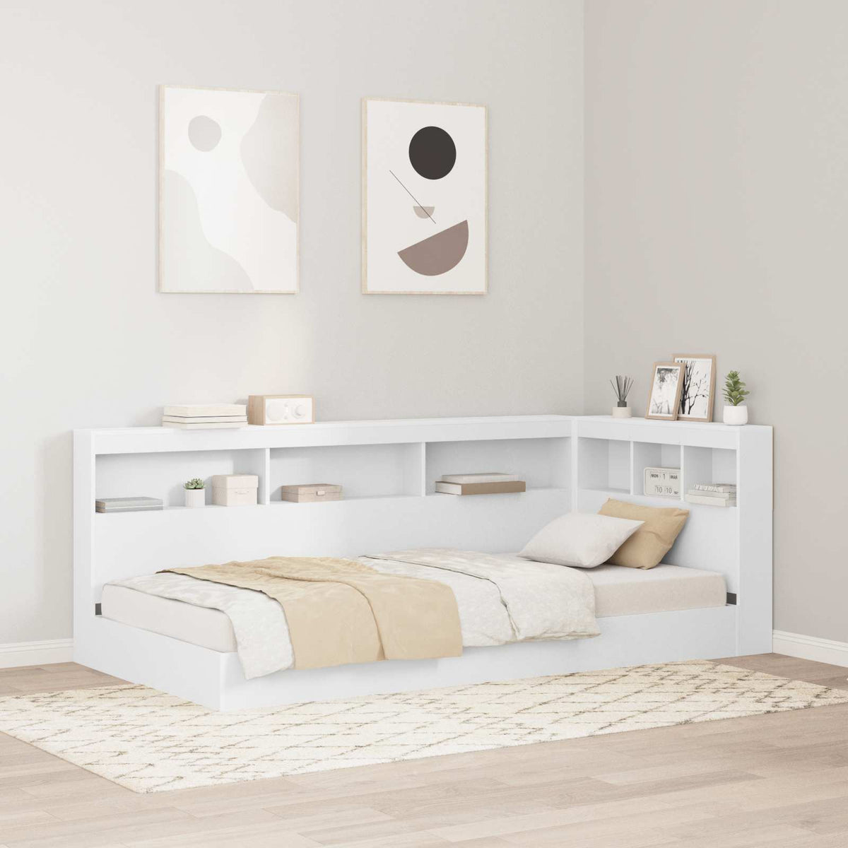 Storage Headboard Engineered Wood Length 200 cm White 90 cm