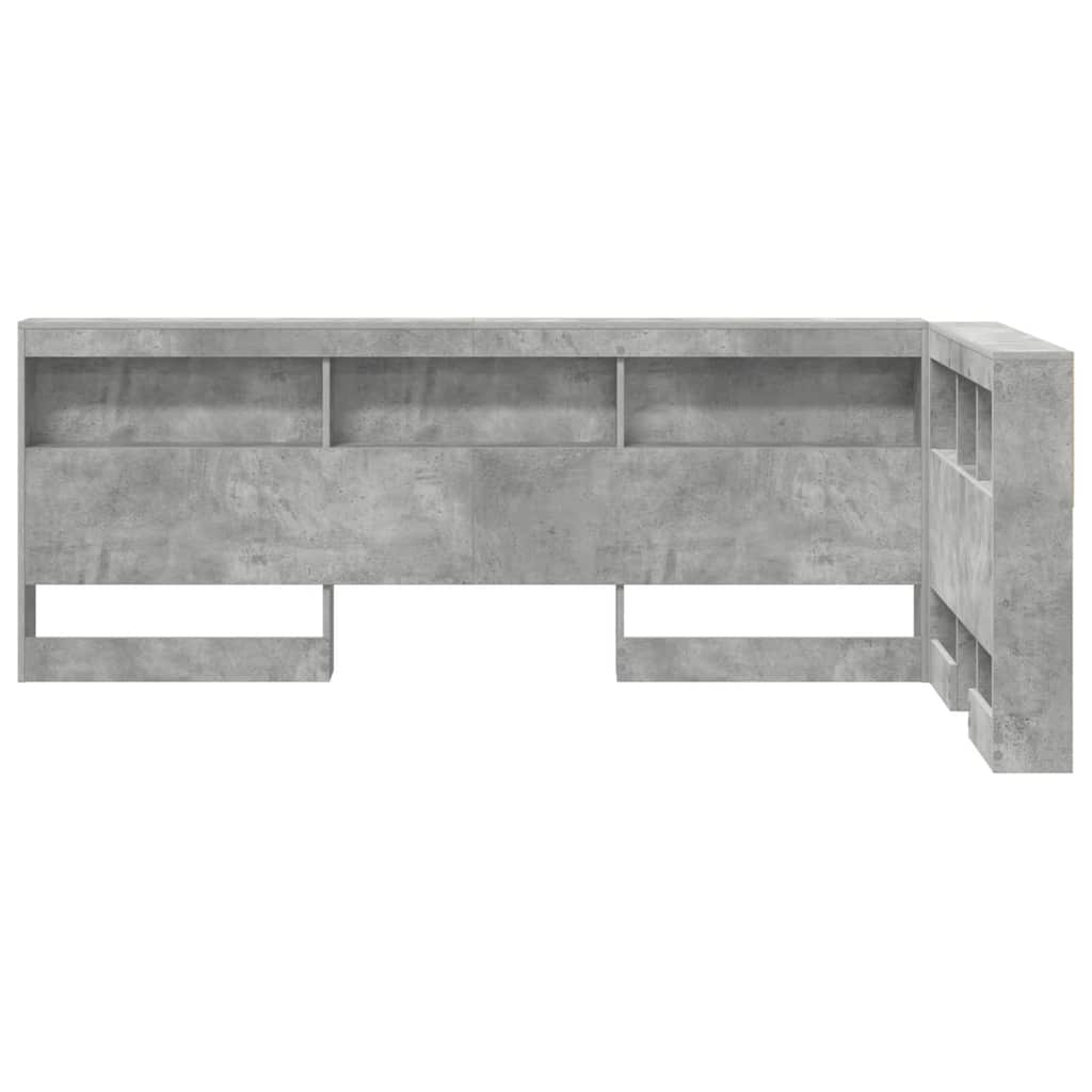Storage Headboard Engineered Wood Length 200 cm Concrete Grey 90 cm