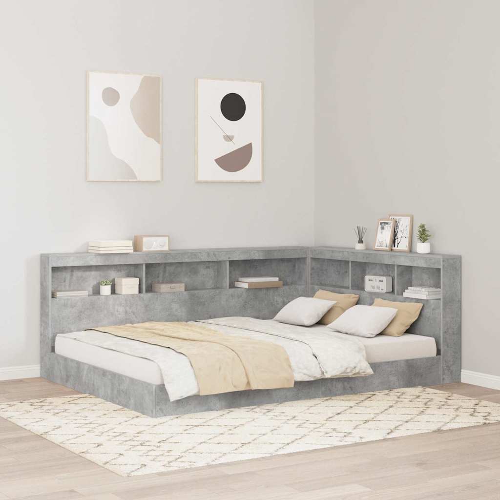 Storage Headboard Engineered Wood Length Concrete Grey