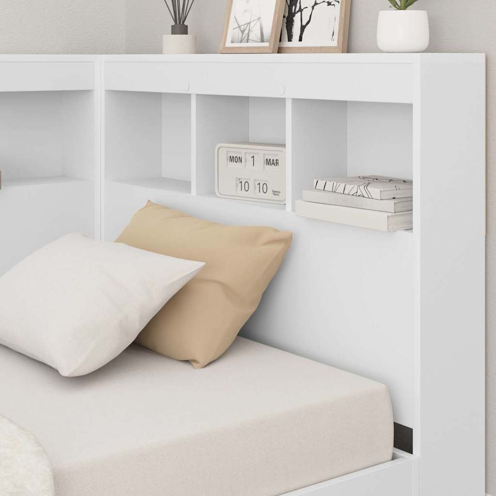 Storage Headboard Engineered Wood Length 190 cm Width 75 cm White
