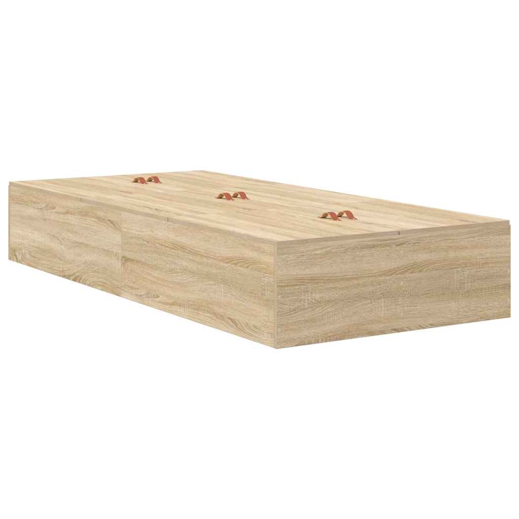 Storage Bed Frame with Drawer 80 cm Engineered Wood Length 200 cm Sonoma Oak 100 cm