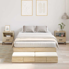 Storage Bed Frame with Drawer 80 cm Engineered Wood Length 200 cm Sonoma Oak 120 cm
