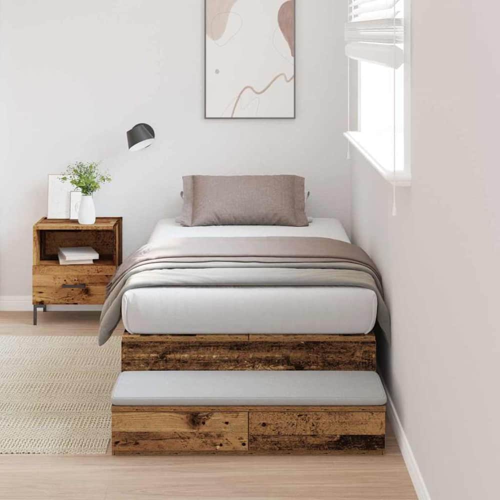 Storage Bed Frame Drawer Engineered Wood Length Old