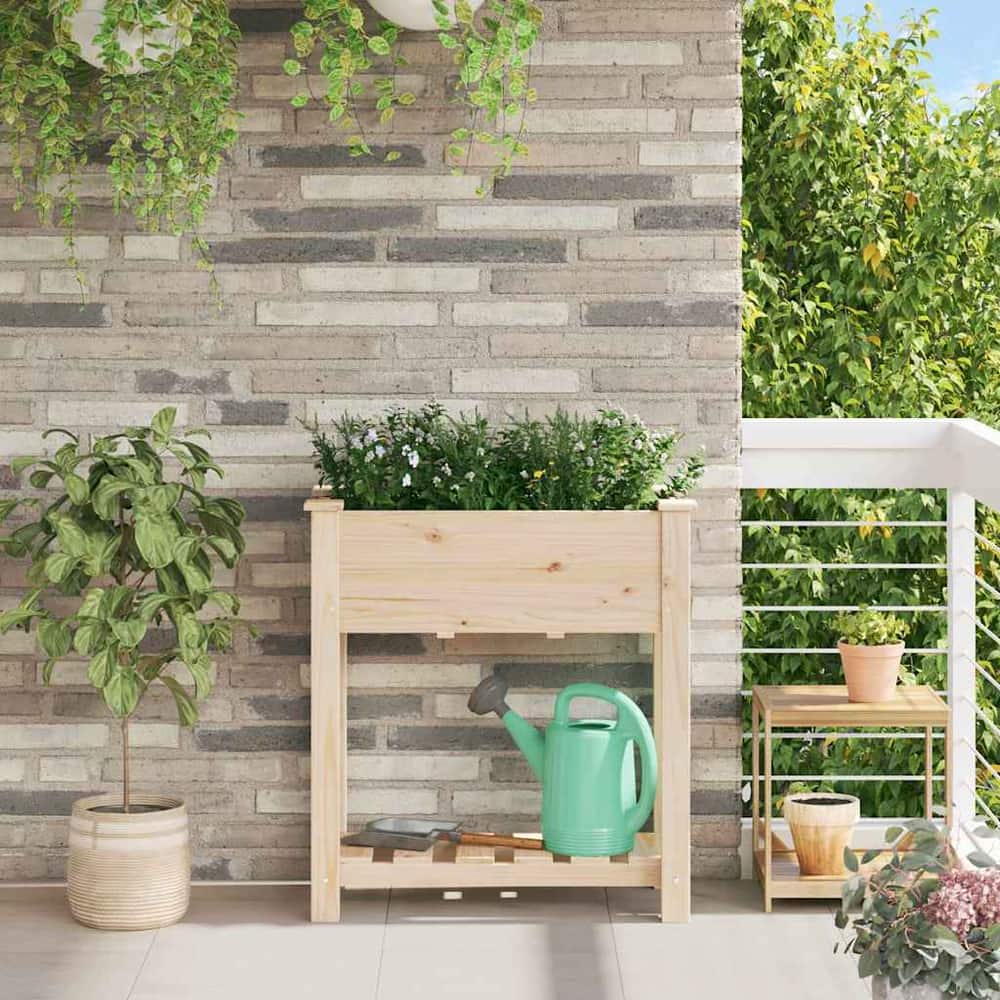 Garden Planter Beige Solid Fir Wood 71 cm 37 cm