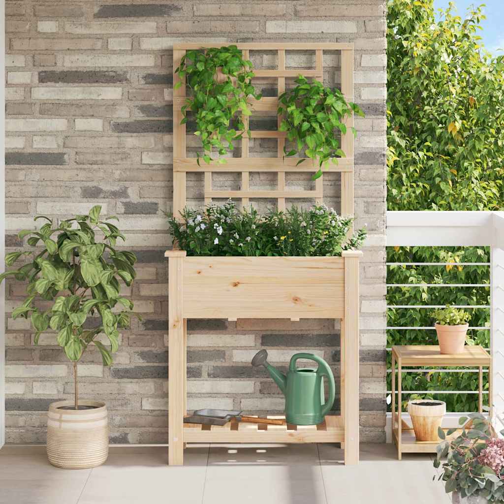 vidaXL Garden Planter Beige 71 x 38 x 152 cm Solid Fir Wood 1