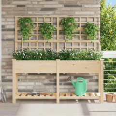 Garden Planter Beige Solid Fir Wood 161 cm 152.5 cm 46 cm