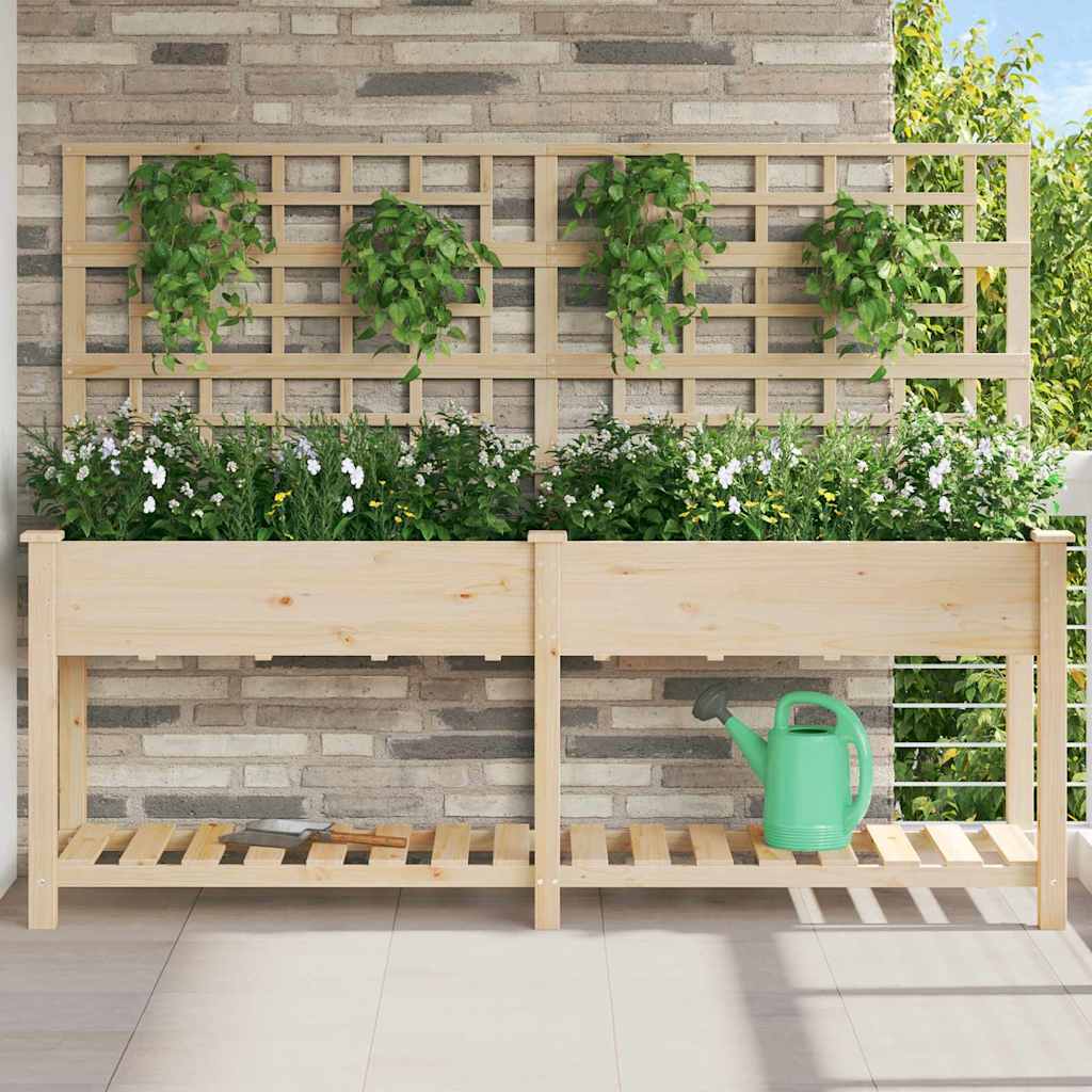 Garden Planter Beige Solid Fir Wood 203.5 cm 152.5 cm 54 cm