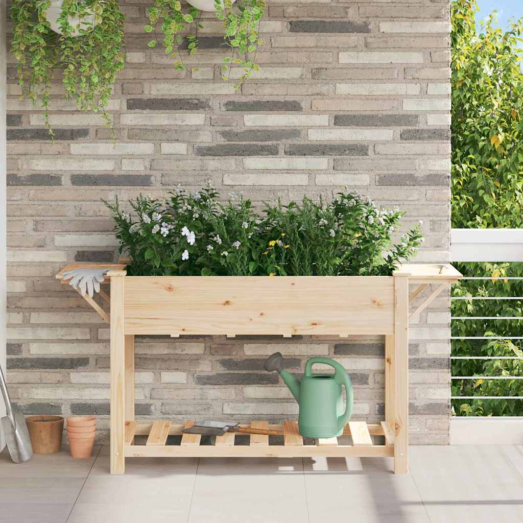 vidaXL Garden Planter Beige 155 x 59 x 76.5 cm Solid Fir Wood 1