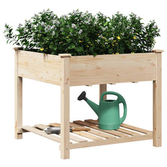 vidaXL Garden Planter Beige 90 x 90 x 76.5 cm Solid Fir Wood 3