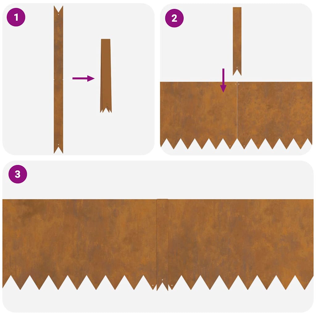 Lawn Edging 100 x 0.05 x 30 cm Cold Rolled Steel 100 x 30 cm 50 pcs Weathering steel