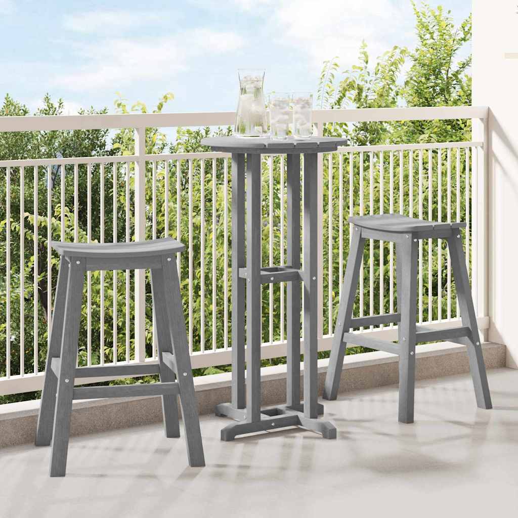 Garden Bar Set 3 pcs HDPE Light grey Table +2x stool