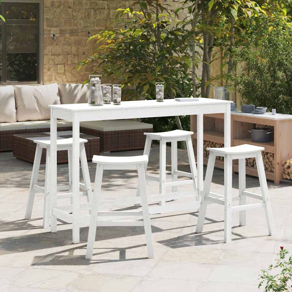 Garden Bar Set 3 pcs HDPE White 4x stool