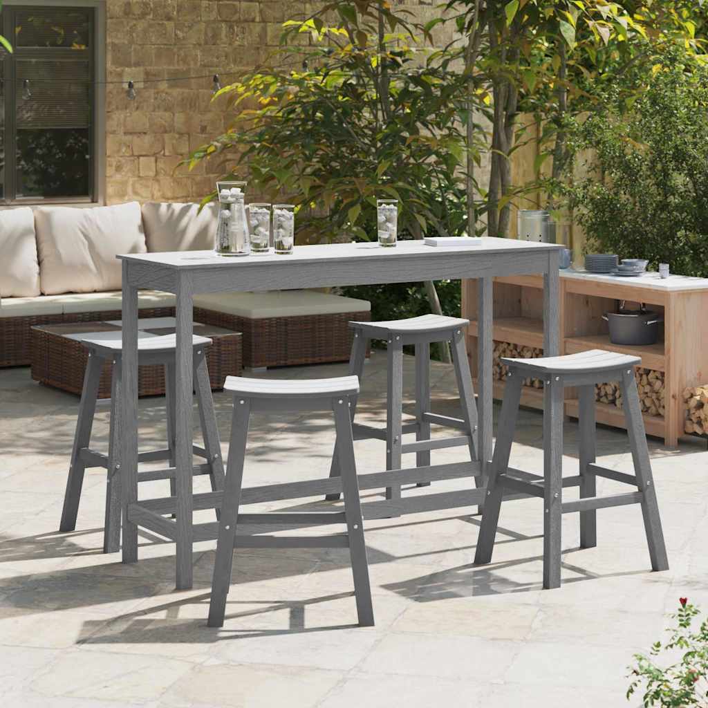 Garden Bar Set 3 pcs HDPE Light grey 4x stool