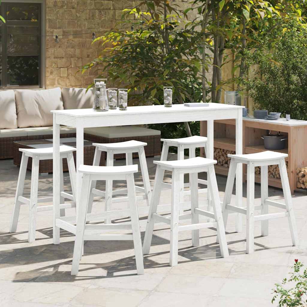 Garden Bar Set 3 pcs HDPE White 6x stool
