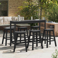 Garden Bar Set 3 pcs HDPE Black 6x stool