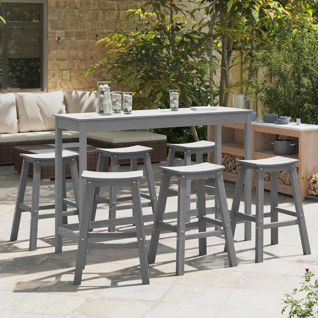 Garden Bar Set 3 pcs HDPE Light grey 6x stool