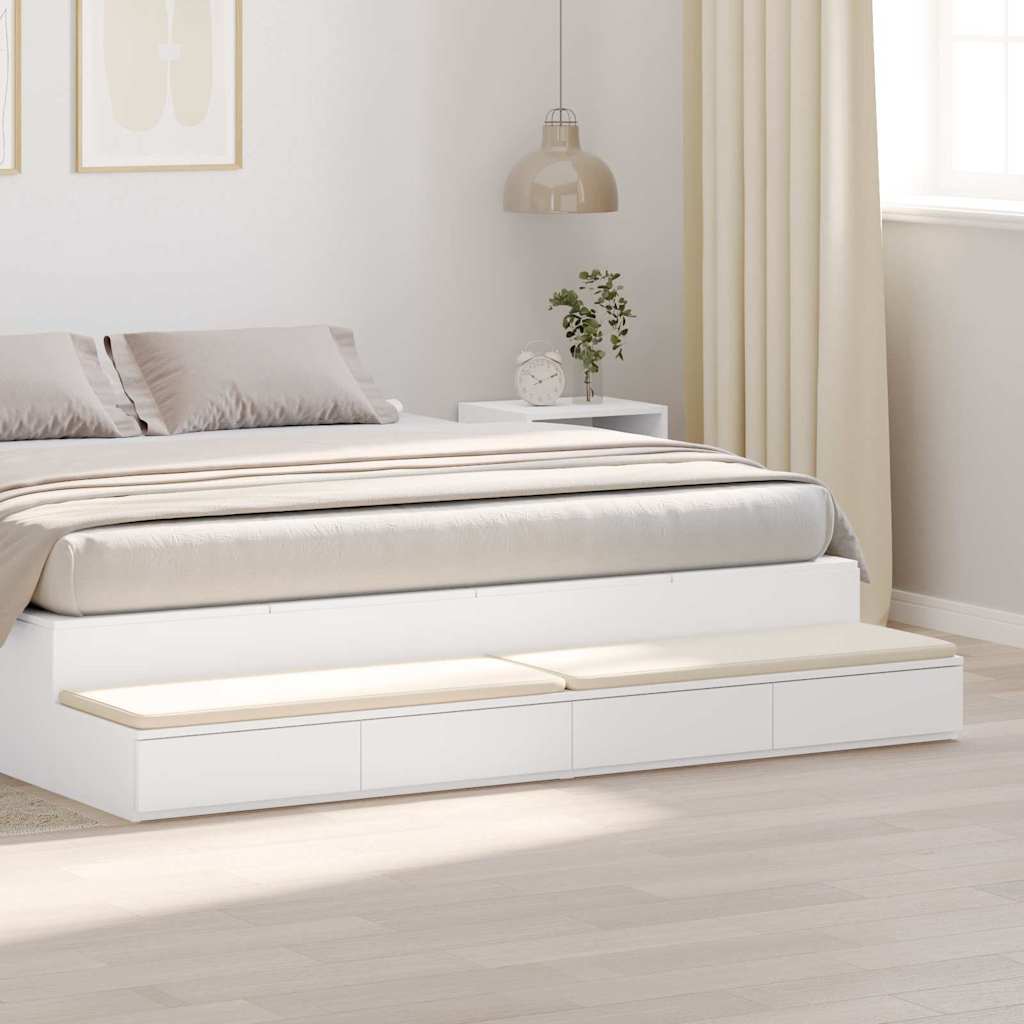 vidaXL Bed Drawers White 200 x 36.5 x 16.5 cm Engineered Wood 1