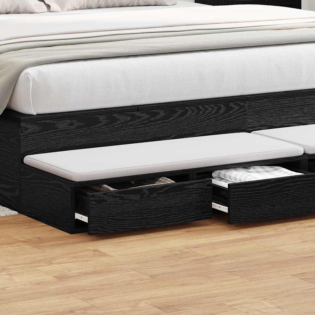 vidaXL Bed Drawers Black Oak 200 x 36.5 x 16.5 cm Engineered Wood 4