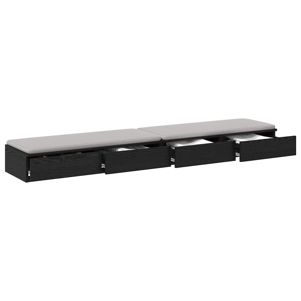 vidaXL Bed Drawers Black Oak 200 x 36.5 x 16.5 cm Engineered Wood 3