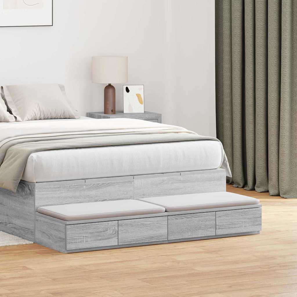 Bed Drawers Engineered Wood Grey Sonoma 120 x 36.5 x 16.5 cm