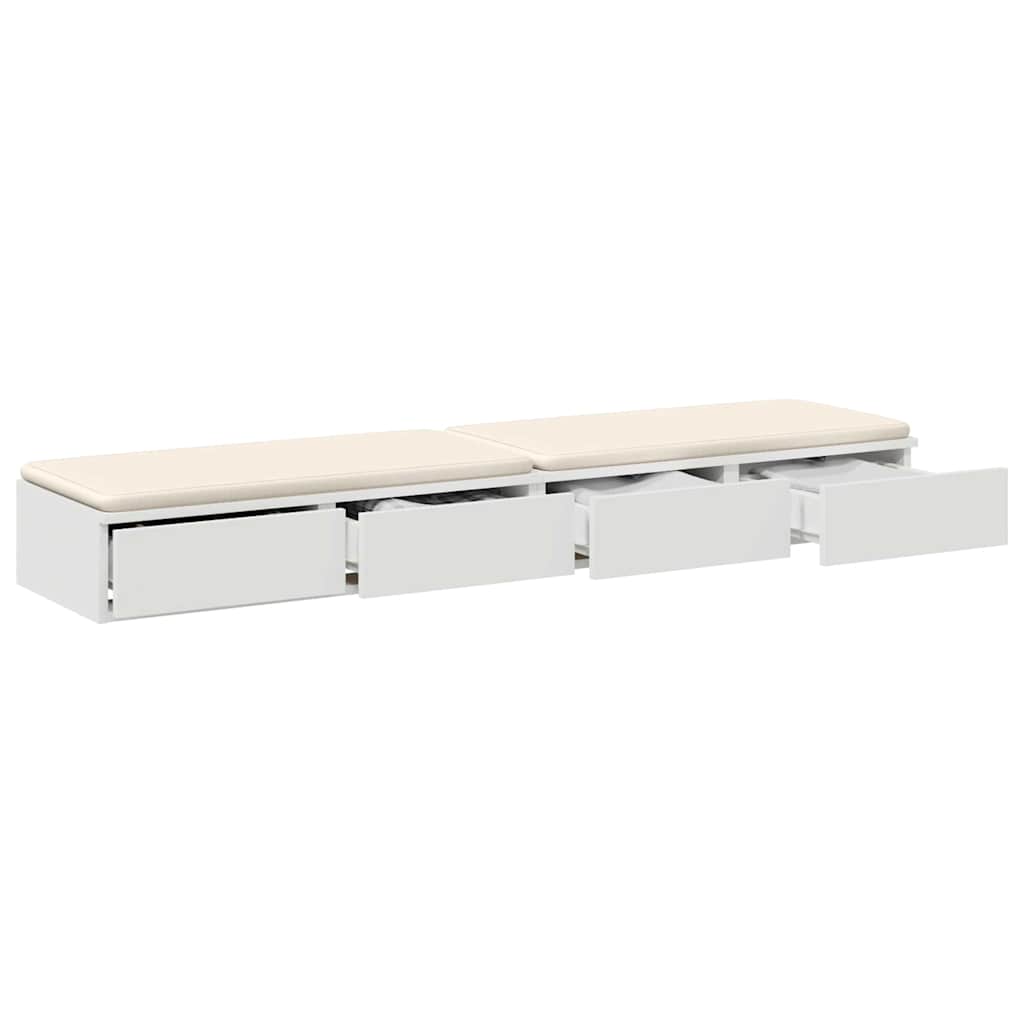 vidaXL Bed Drawers White 140 x 36.5 x 16.5 cm Engineered Wood 3
