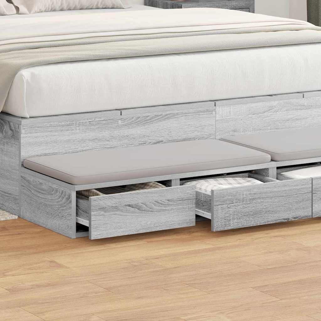 Bed Drawers Engineered Wood Grey Sonoma 140 x 36.5 x 16.5 cm