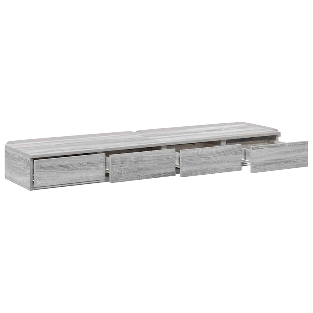 Bed Drawers Engineered Wood Grey Sonoma 140 x 36.5 x 16.5 cm
