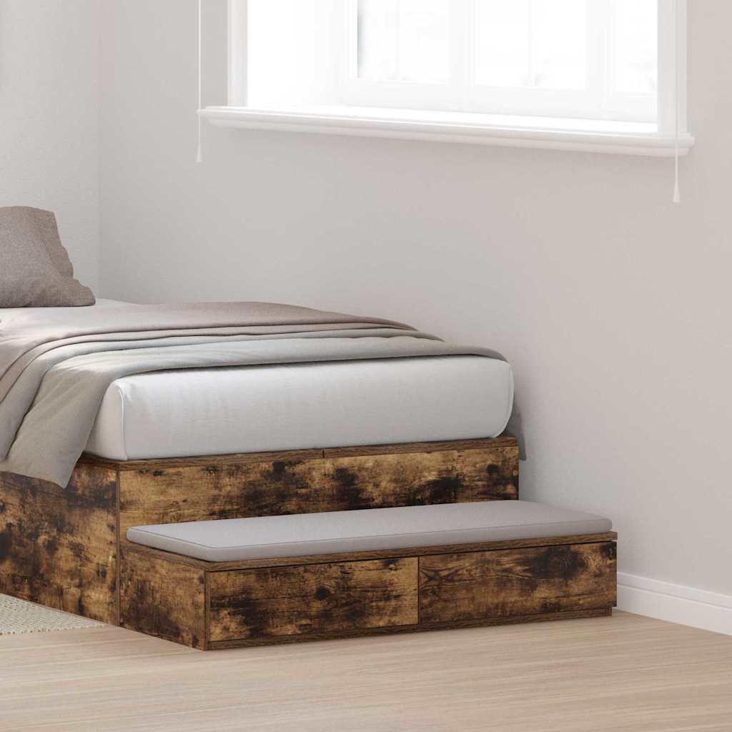 vidaXL Bed Drawers Smoked Oak 75 x 36.5 x 16.5 cm Engineered Wood 1