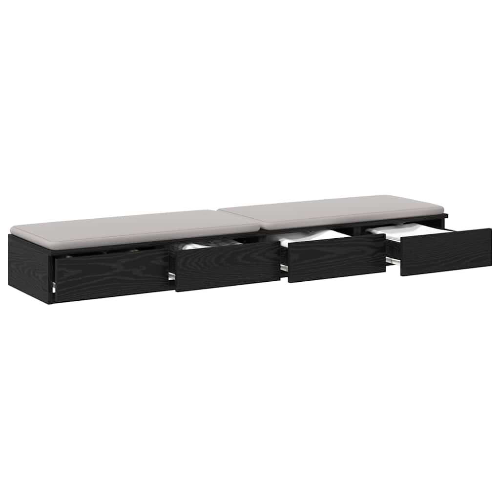 vidaXL Bed Drawers Black Oak 160 x 36.5 x 16.5 cm Engineered Wood 3