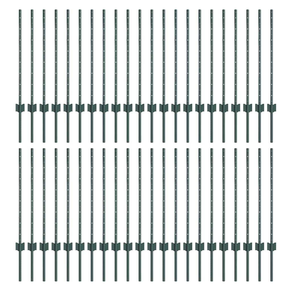 Embedded Fence Post Green Powder-Coated Steel Steel/green 44 pcs 120 cm