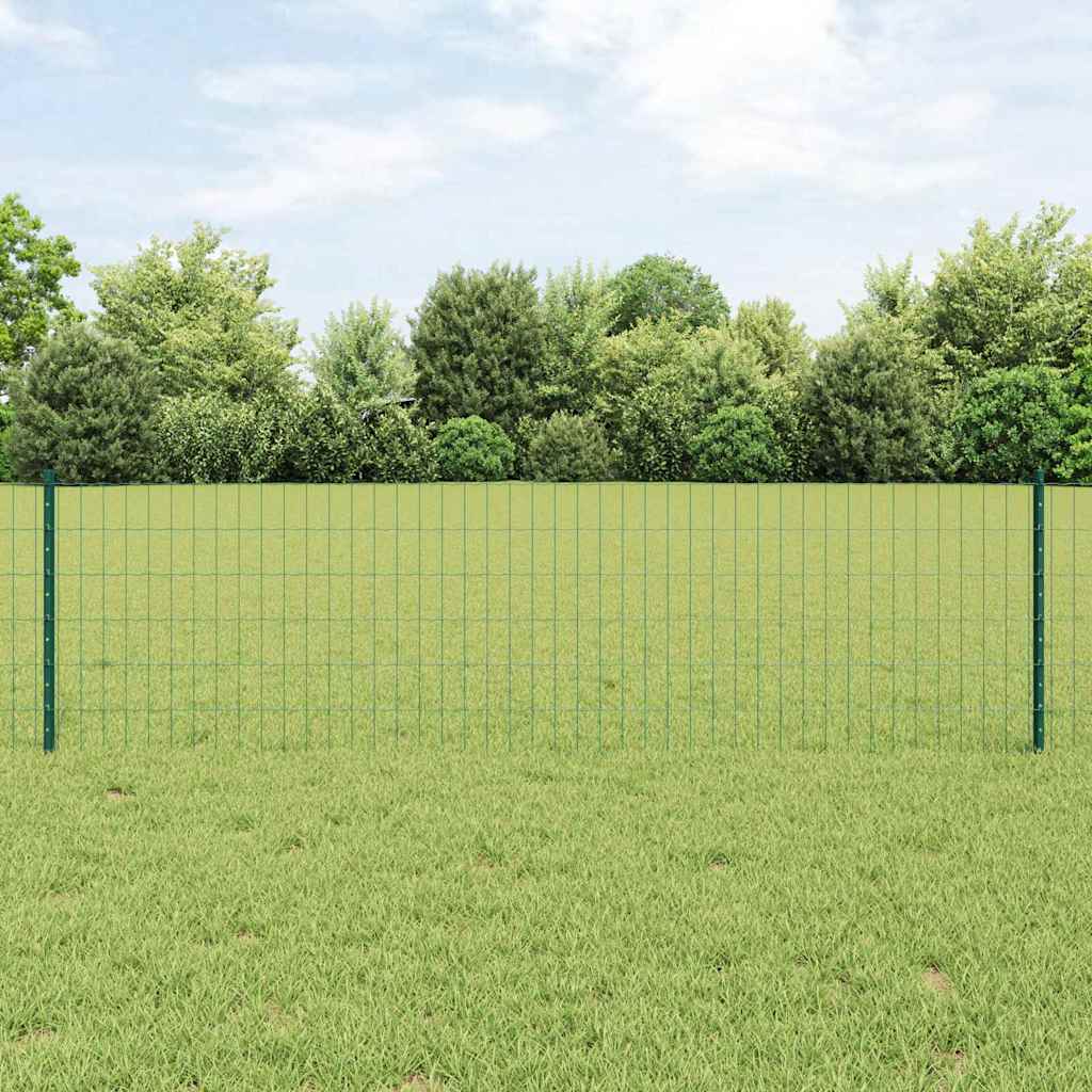 vidaXL Euro Fence with Post 10 x 0.6 m PVC-Coated Steel Green Mesh 1
