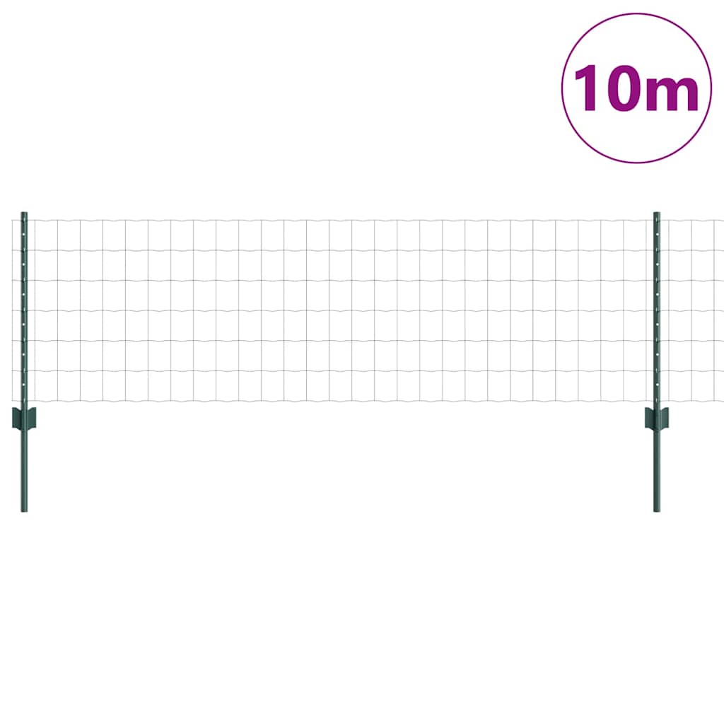 vidaXL Euro Fence with Post 10 x 0.6 m PVC-Coated Steel Green Mesh 3