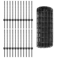 Euro Fence with Post 50 x 0.6 m PVC-Coated Steel Mesh Grey 50 x 0.6 m – 50 x 0.6 m 50 x 0.6 m fence (5 x 10 cm mesh)