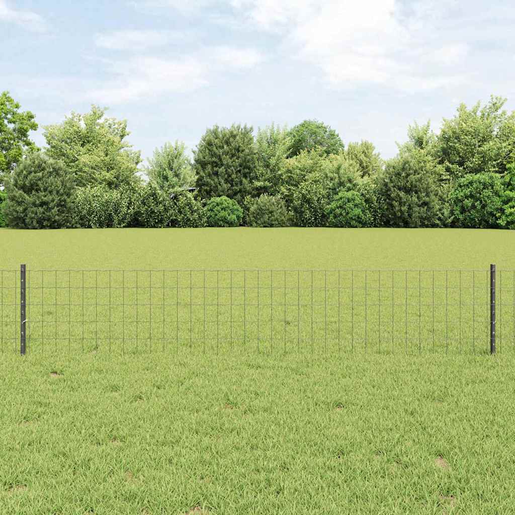 vidaXL Euro Fence with Post 10 x 0.4 m PVC-Coated Steel Grey Mesh 1