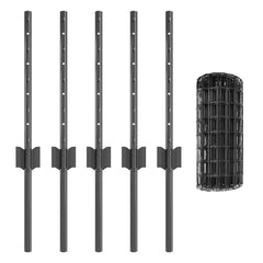 vidaXL Euro Fence with Post 10 x 0.4 m PVC-Coated Steel Grey Mesh 5