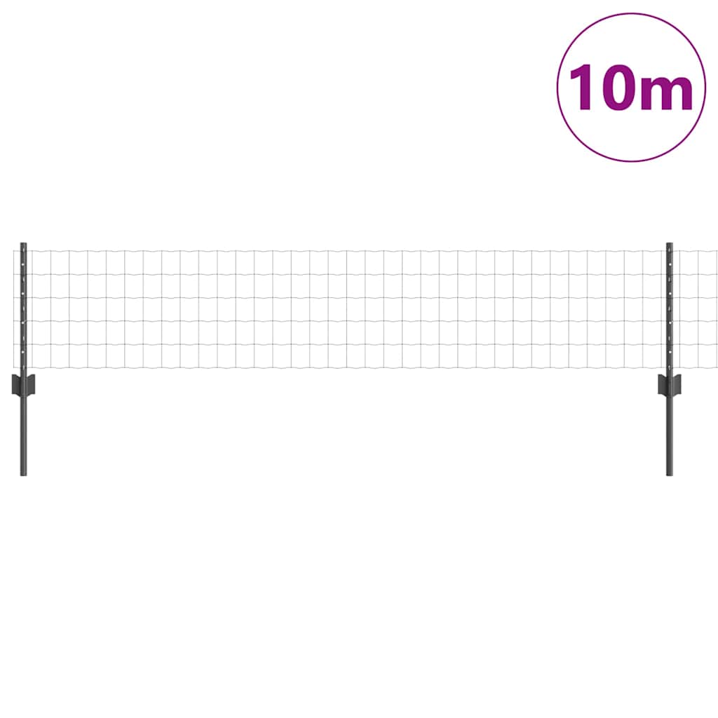 vidaXL Euro Fence with Post 10 x 0.4 m PVC-Coated Steel Grey Mesh 3