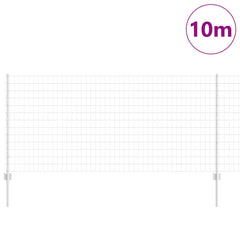 vidaXL Euro Fence with Post 10 x 1 m Galvanised Steel Silver Mesh 3
