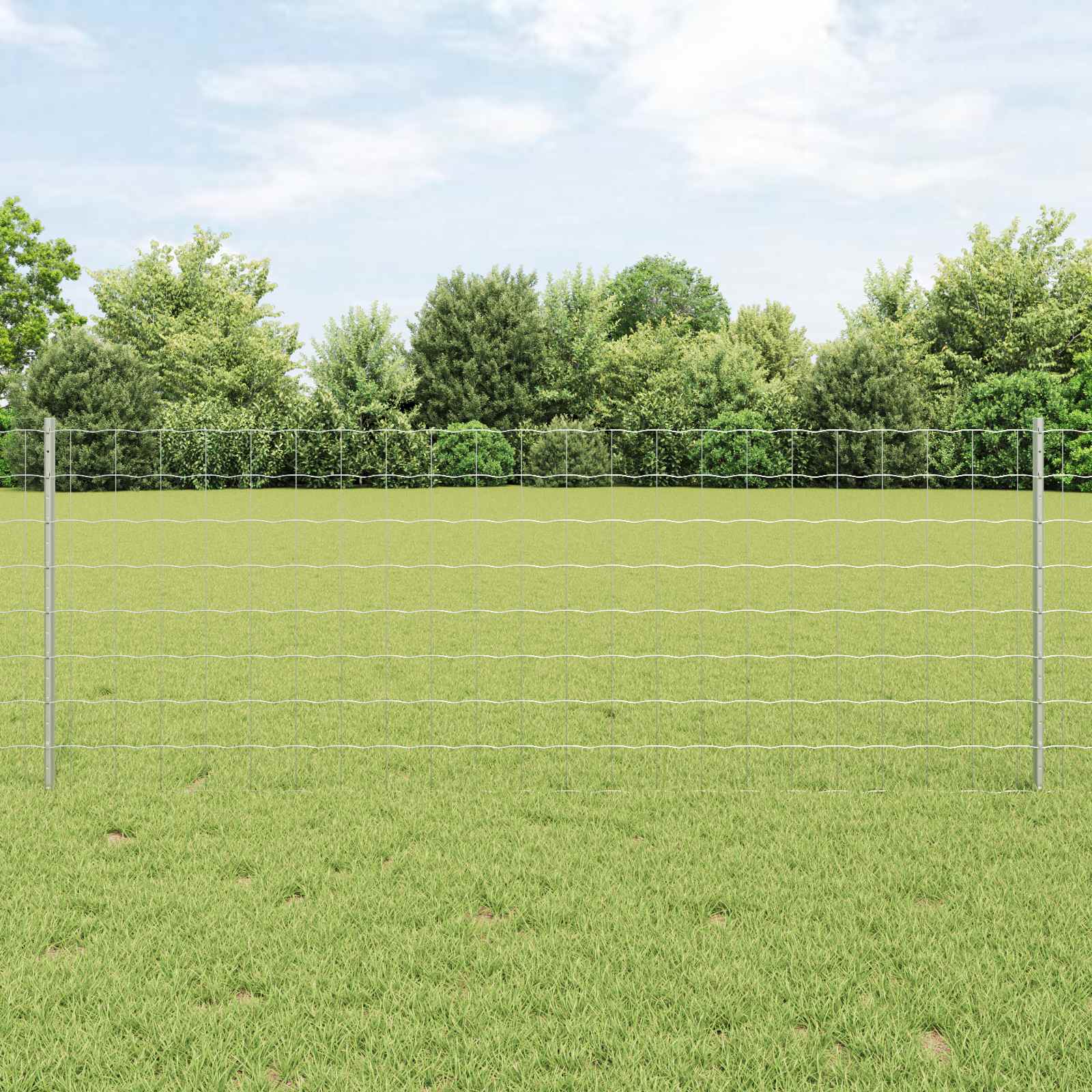 vidaXL Euro Fence with Post 10 x 0.8 m Galvanised Steel Silver Mesh 1